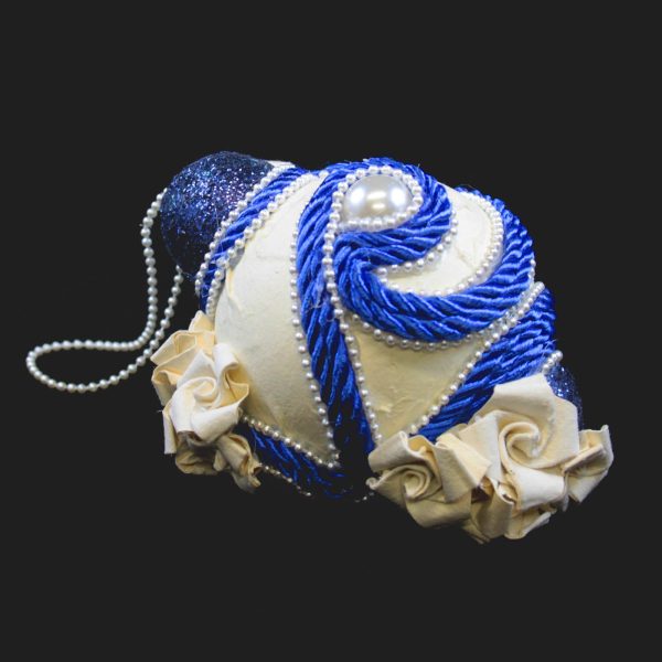 Pallina Bianca Cordone Blu Spirali