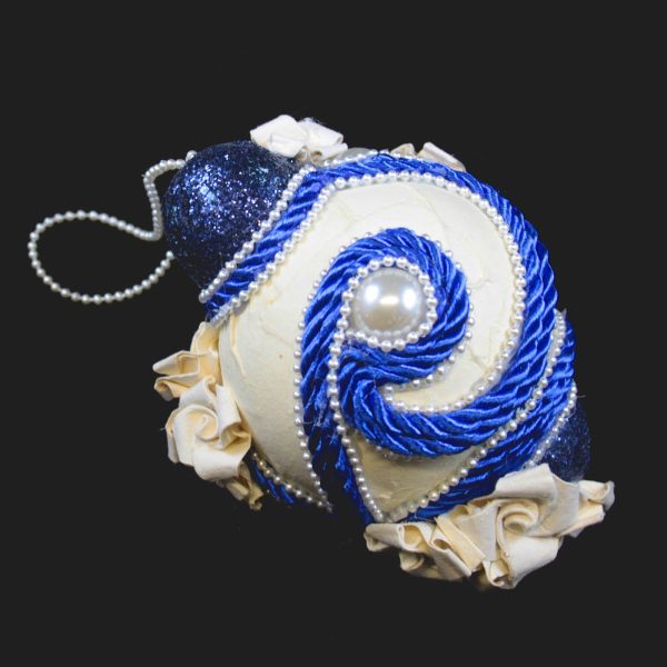 Pallina Bianca Cordone Blu Spirali - immagine 3